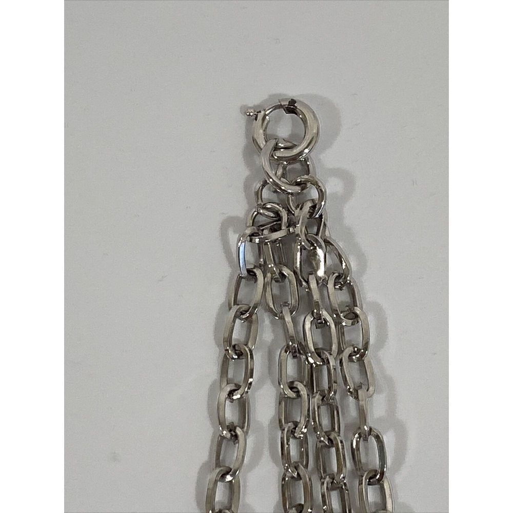 MCM Crown Trifari Modern Silver Pendant Double Chain Necklace - Picture 4 of 6
